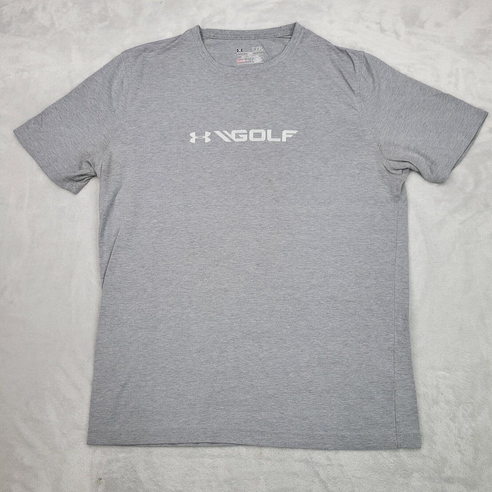 Under Armour Shirt Mens Small Grey Crew Golf Heatgear Loose Base UA BaseAdult *
